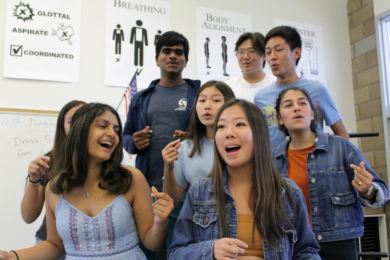 Members of Rising Dynamics practice their rendition of “For the Longest Time” by Billy Joel. While the song was originally sung with all-male parts, the female voices add a much richer harmony overall, making this song more popular amongst a cappella groups.