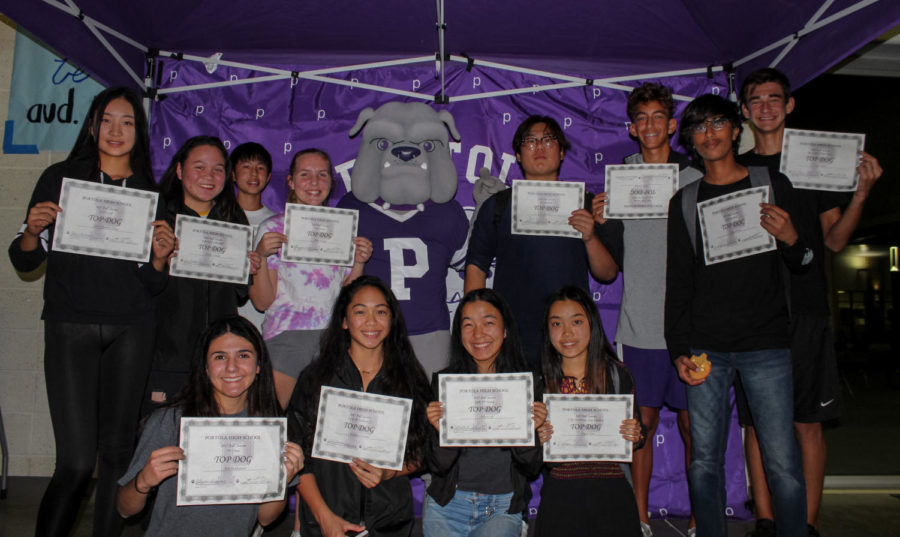 Fall Top Dog Award recipients: (top row from left) Victoria Zhao, Malia Larioza, Wesley Tjangnaka, Abby Hopper, Joseph Kim, Belal Ibrahim, Essa Khoso, Zach Smay (bottom row from left) Ava Fakharpour, Kamdyn Tenorio, Allison Shi, Angela Kim.