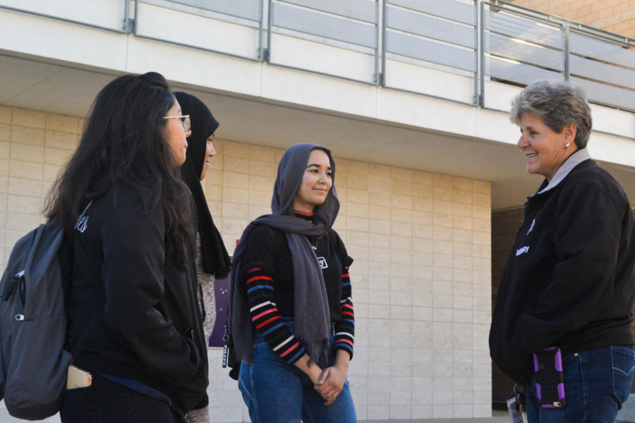 During her time here at Portola High, Kathy Elgohary has become very close with several students and she can regularly be found chatting with students about their days.
