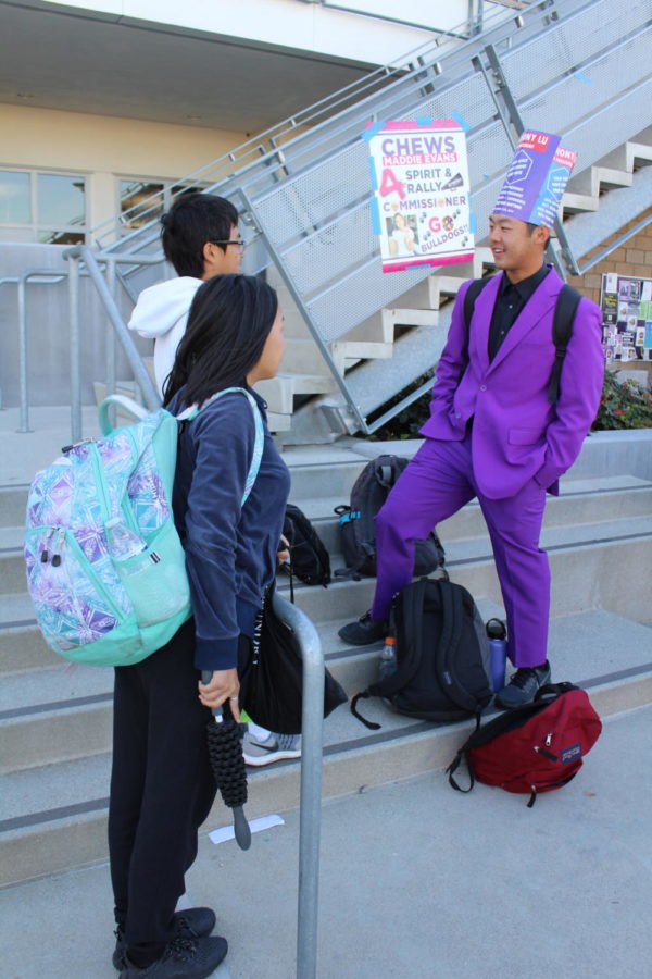 Presidential candidate and junior Anthony Lu speaks with junior Thomas Chen and sophomore Sandra Lu about why he wants to be president and his aspirations for ASB. Lu will be in the Election Convention on March 26 along with junior Mustafa Hassan.