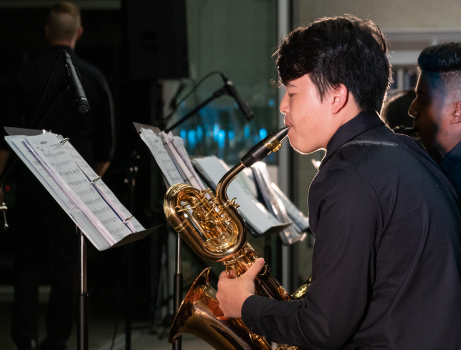 As the finale of the concert, freshman Garrett Lee showcases his saxophone skills in musicality and improvisation with the jazz classic “Mambo Inn,” a song highlighting two unique instruments: timbales and congas.