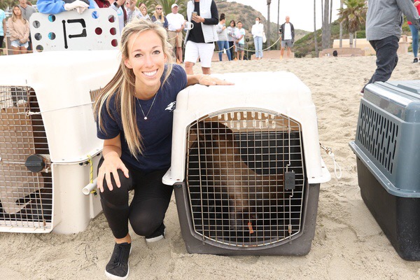 Jeralyn Newton witnesses Pacific Marine Mammal Center’s weekly event where the mammals that have recovered from sickness or injuries are released back into the ocean.