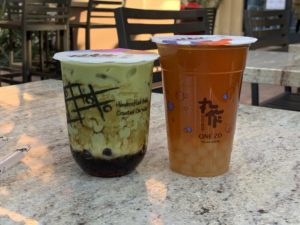 Brown Sugar Matcha Latte  and Wintermelon Light Green Tea have two different types of boba; the matcha latte has the brown sugar boba, while the Wintermelon tea has honey boba. As aesthetic as it looks, these two drinks came with a heavy combined price tag of almost eleven dollars. 