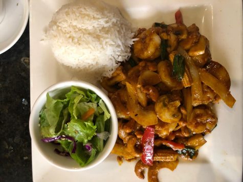  The spicy cashew shrimp, one of the rice dishes on the menu, had a variety of ingredients like baby corn and mushrooms. While the cut on some of these ingredients was largely inconsistent, it took nothing away from the complex flavor combination of sweetness and acidity.