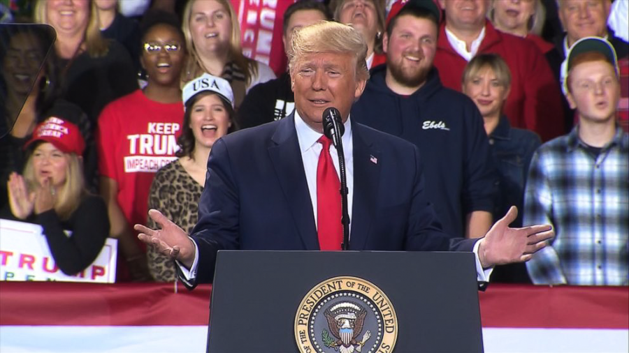 While the House of Representatives was voting on his impeachment, President Trump was holding a campaign rally in Battle Creek, Michigan.