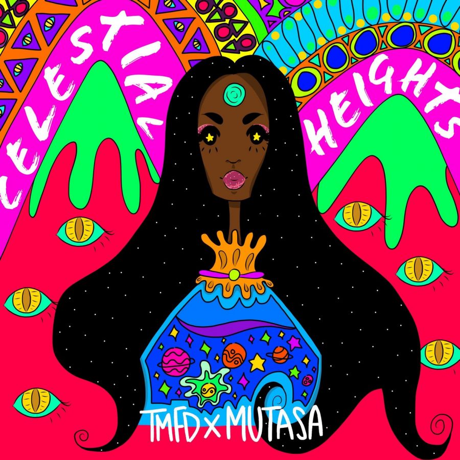 Senior Julia Lee designed the album cover for “Celestial Heights” by TMFD featuring Mutasa. Although Lee normally prefers drawing with soft colors, she specifically used vibrant colors and unproportioned figures to fully represent the mood of the song.