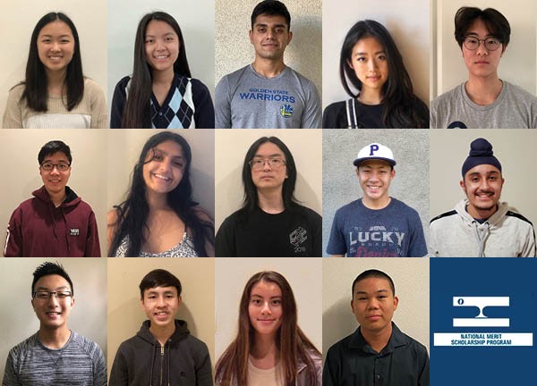 Seniors Faith Kim, Miachanel Nguyen, Parth Shisode, Rachel Yang, Noah Kim, Joon Choi, Raksha Rajeshmohan, Mint Tan, Luke Shen, Saihajveer Gulati, Matthew Wong, Wesley Tjangnaka, Ashley Presnell and Brendon Mye are among the top 1% of PSAT/NSMQT scorers (not pictured are Paul Morenkov, Ethan Hung and Jonathan Notarangelo).
