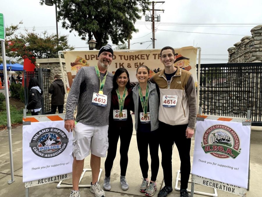 Math teacher Nicole Larson runs the 5K “Turkey Trot” every Thanksgiving morning in her hometown of Upland, California. “I've been a part of this 5k every year for 12 years since we started it as a fundraiser for our high school Track and CC Teams,” Larson said. I love this tradition because it's a chance for me to reunite with a lot of my friends from high school, and it makes me feel slightly less guilty about the amount of food I eat later in the day.”