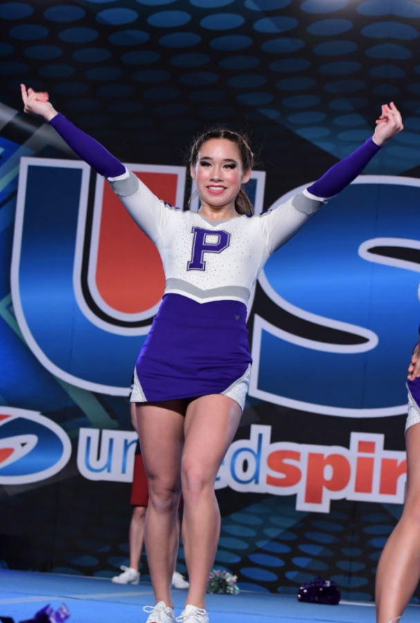 Emily Competes with cheer at United Spirit Association Nationals in February 2020. “Watching the competitive cheer programs are really fun,” Emily Wei’s mom, Jennifer Wei, said. “Theyre just really exciting. Theyre kind of like ice skating, you know, its like they do all this practice, and then its like two minutes - they perform their routine.”