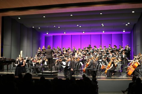 Advanced choir and symphonic orchestra perform all ten movements of “Eternal Light: A Requiem” by Howard Goodall. Rehearsals of the piece were broken down into segments to aid performers with the choir singing in irregular rhythms in Latin, according to Canta Bella member and sophomore Kody Lin.