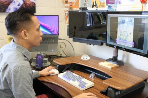 Counselor Ryan Itchon works on editing a video that will be released on the counseling department’s Instagram page. The videos will cover a wide variety of mental health topics and may include student actors in the future, according to Itchon. 