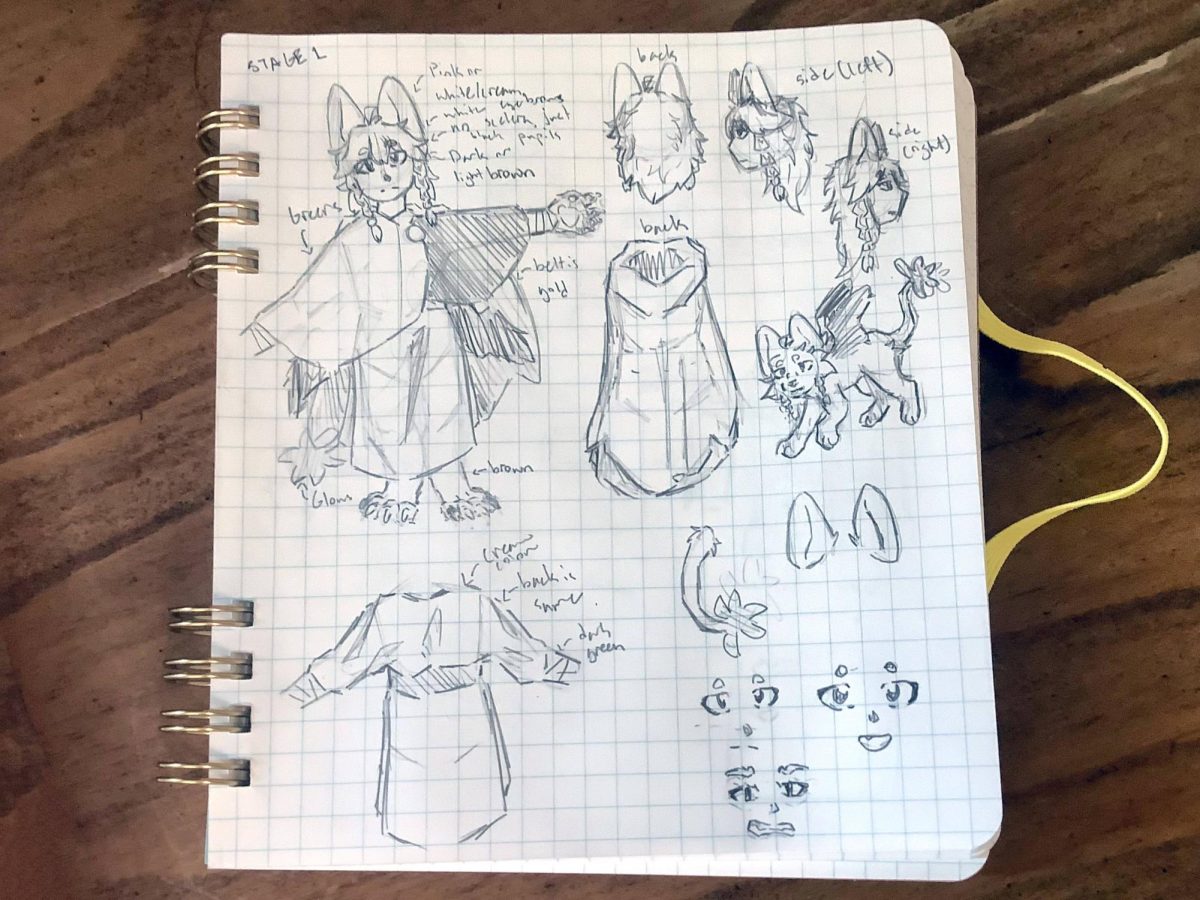 These are images of Wang’s draft for the unnamed main character of her game. The character will be able to change forms in order to solve different puzzles. 
