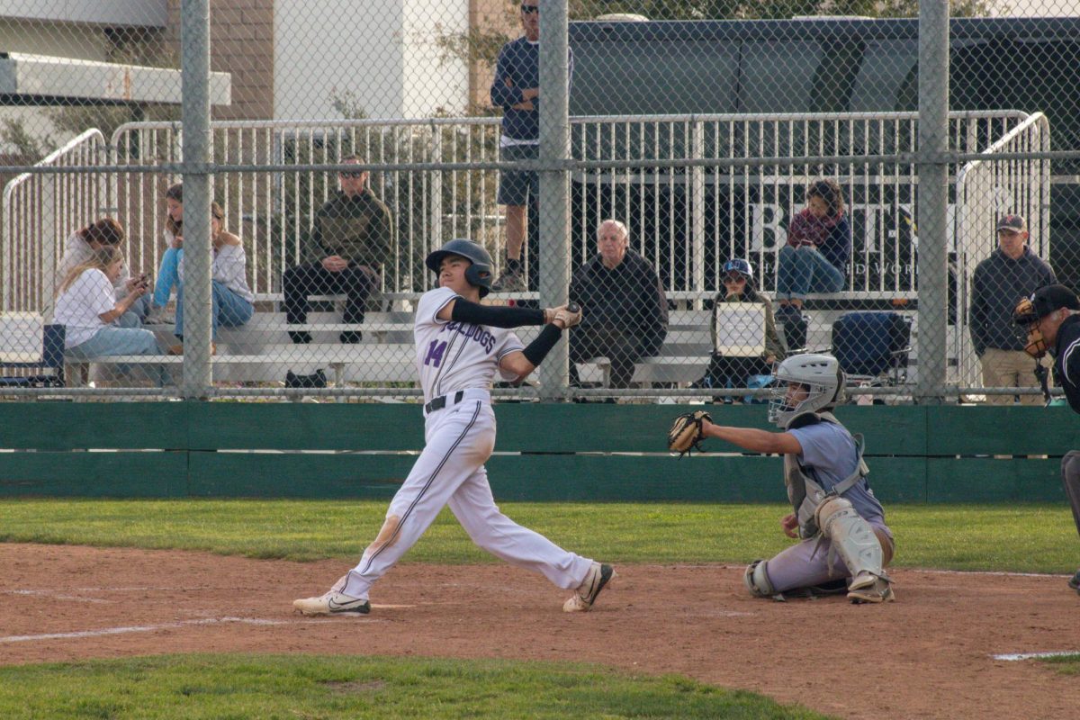 Shortstop and sophomore Keyan Park bats during the third inning. The team was energetic and played cohesively throughout the game, according to Park.