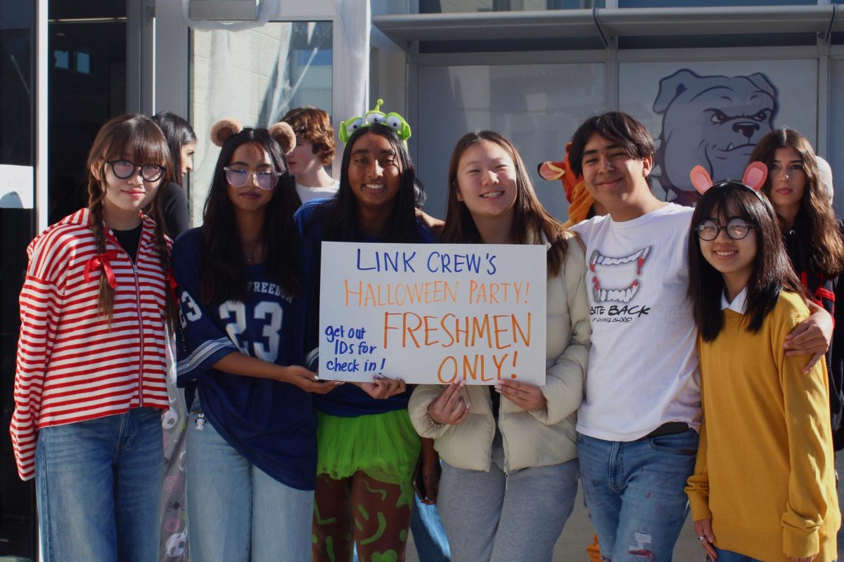 Link Crew leaders and juniors Chloe Urianton, Sarrinah Inamdar, Saanvi Gangireddy, Chloe Grace Chen, Kenneth Althaqeb and Chloe Im host a Halloween costume party for freshmen. “Among assignments and tests, school has been a lot during junior year,” Urianton said. “I thought Halloween would be a good break amidst all these academic activities. Besides, I wanted to give an impression on the freshmen that high school isn't all just about academics, but also a way to connect with people and find joy through interacting with the community.”