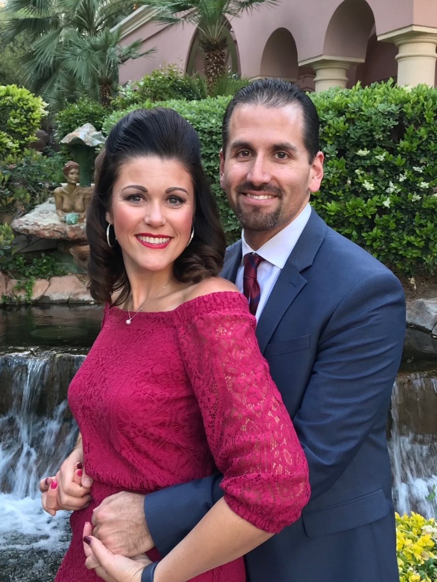 Jon Resendez poses with his wife of  24 years Melody Resendez in front of a waterfall. “I don't think about us very much in high school," Jon Resendez said. "We have a life in the present, but it is nice to be nostalgic and think back to those times and how we thought and how we felt and to relive those moments.” Jon Resendez said.
