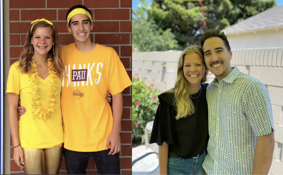 Samantha Zimmerle poses for a photo with her high school sweetheart in the present and during their high school spirit week. “We went to the same middle school, and we were in core classes together," Zimmerle said. "We did all six classes for six years during middle school together, so we've been together for ten years. This is gonna be our eleventh. We started dating in February of 2014.” Zimmerle said.
