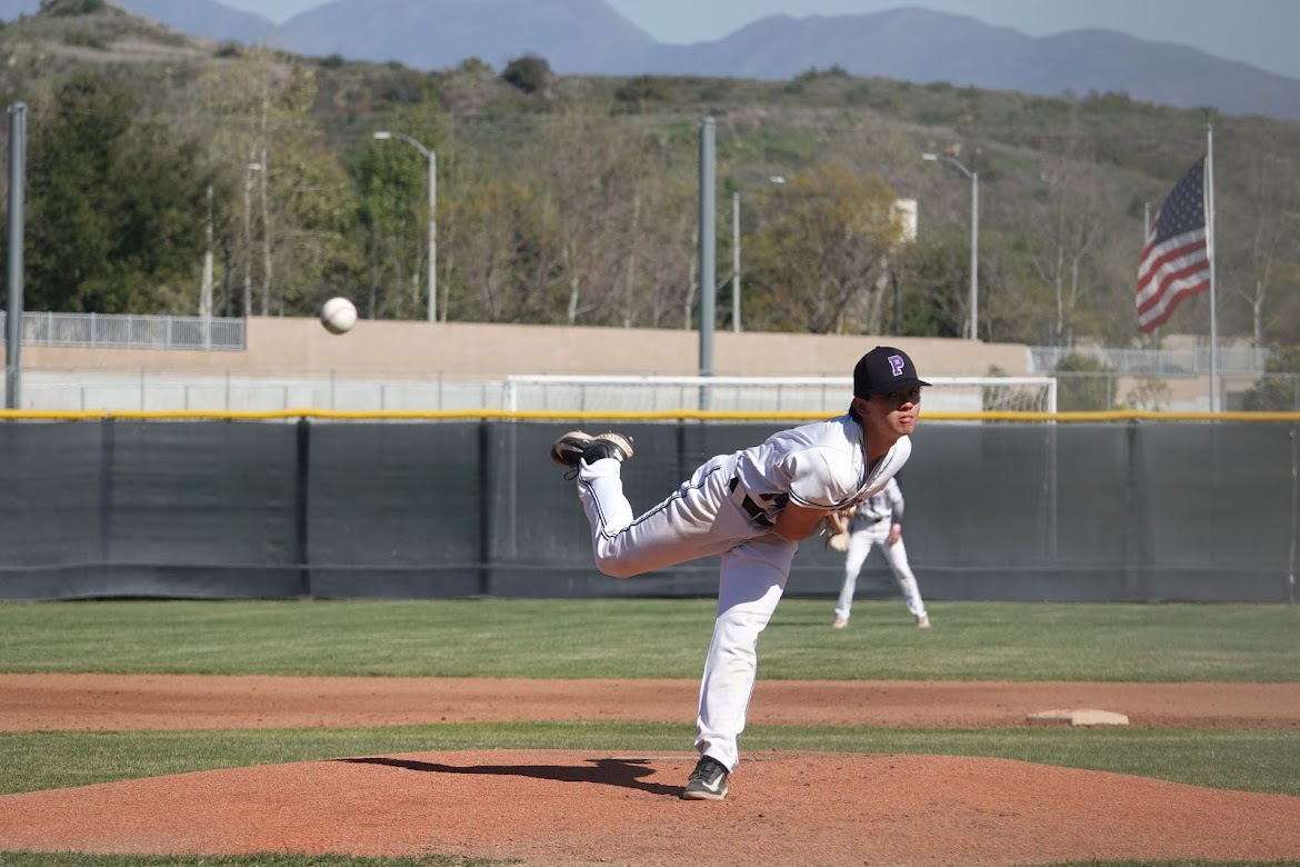Junior Keyan Park performs a calculated pitch as he attempts to strike out the batter. “If you just stay confident in those times during a rough game, you can realize your mistakes, and you can learn from them, and then just move on,” Park said.