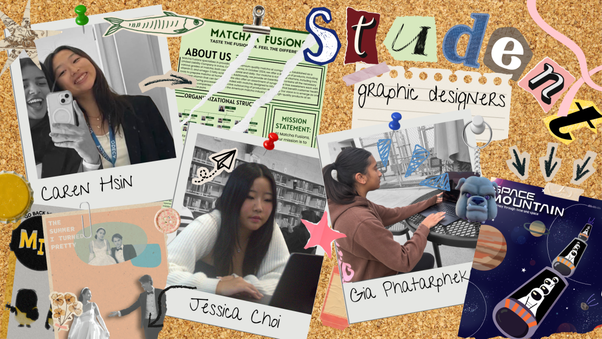 Juniors Jessica Choi and Gia Phatarphekar and senior Caren Hsin step into graphic design by experimenting with creative freedom. “I just think you have to try [graphic design] to see what it’s like,” Phatarphekar said. “A lot of my friends, last year, they took the class and they ended up really liking it. [It] can be really free and creative.”