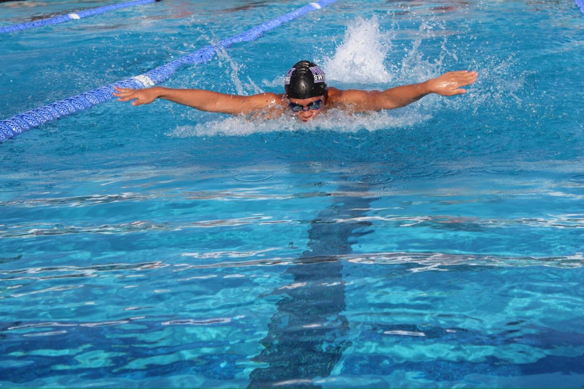 Boys’ varsity swim co-captain and sophomore Andrew Tsai competes in the 200 yard Individual Medley, where he placed 5th. The Bulldogs’ supportive attitude made the meet an enjoyable experience, according to Tsai. “We did really well at supporting and cheering each other on throughout the meet,” Tsai said. “We brought lots of energy for the very last relay, and I think collectively as a team, we were able to cheer on our teammates and show a lot of support to one another, even if we weren't the closest of friends or didn't know each other well.”