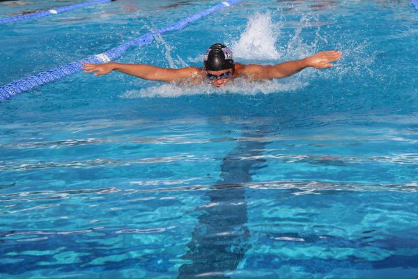 Boys’ varsity swim co-captain and sophomore Andrew Tsai competes in the 200 yard Individual Medley, where he placed 5th. The Bulldogs’ supportive attitude made the meet an enjoyable experience, according to Tsai. “We did really well at supporting and cheering each other on throughout the meet,” Tsai said. “We brought lots of energy for the very last relay, and I think collectively as a team, we were able to cheer on our teammates and show a lot of support to one another, even if we weren't the closest of friends or didn't know each other well.”
