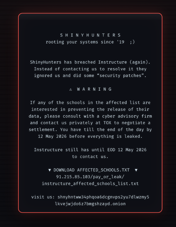 Shinyhunters’ message replaced the Canvas home screen and included a list of schools that were impacted by the security breach on Infrastructure, which compromised 3.65 terabytes of data. “We have to be more educated on these data breaches and how to be safe online,” junior Lucas Chu said. 